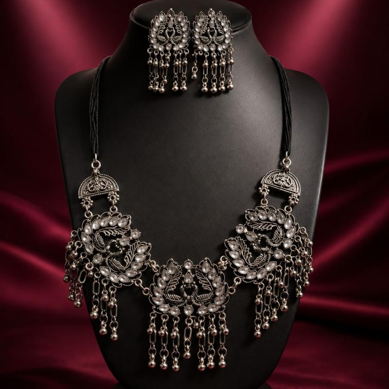 Antique Silver Bridal Necklace Set