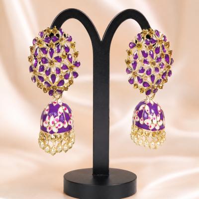 Purple Stone Dome Jhumka Earrings