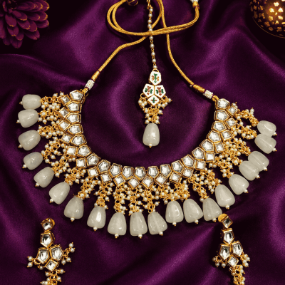 Pearl Kundan Statement Choker Set