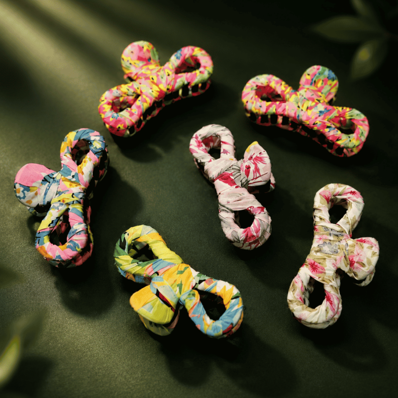 Multicolor Bow Hair Clips Set
